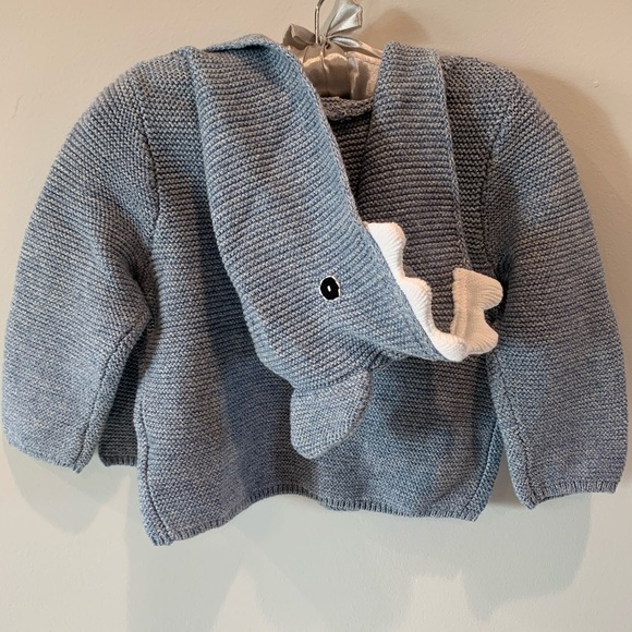 New Baby Gap Boy Knit Shark Hood Button Sweater - Picture 7 of 7